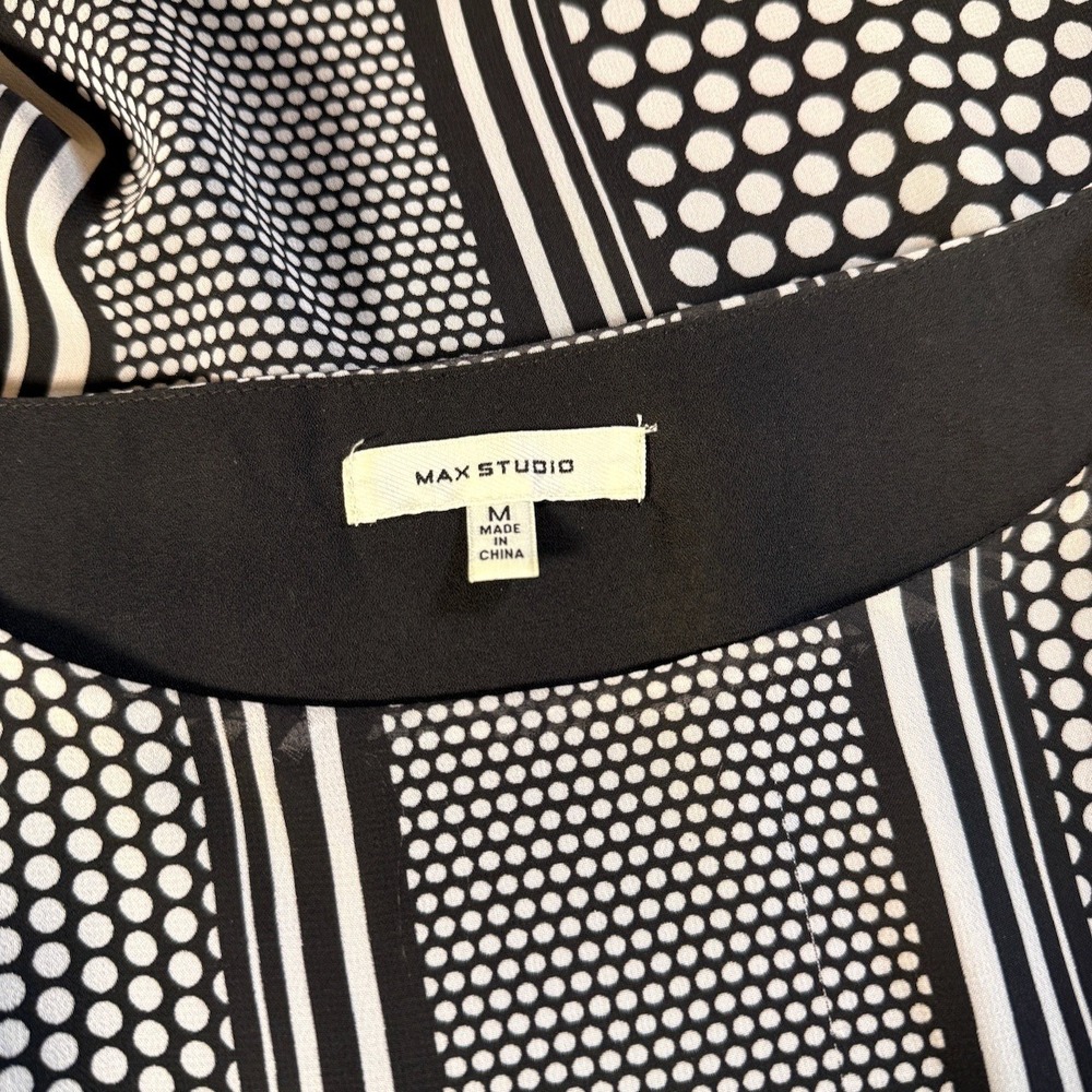Max Studio Womens Size M | Black White Polka Dot Mod Geometric Shift Dress - Picture 7 of 9
